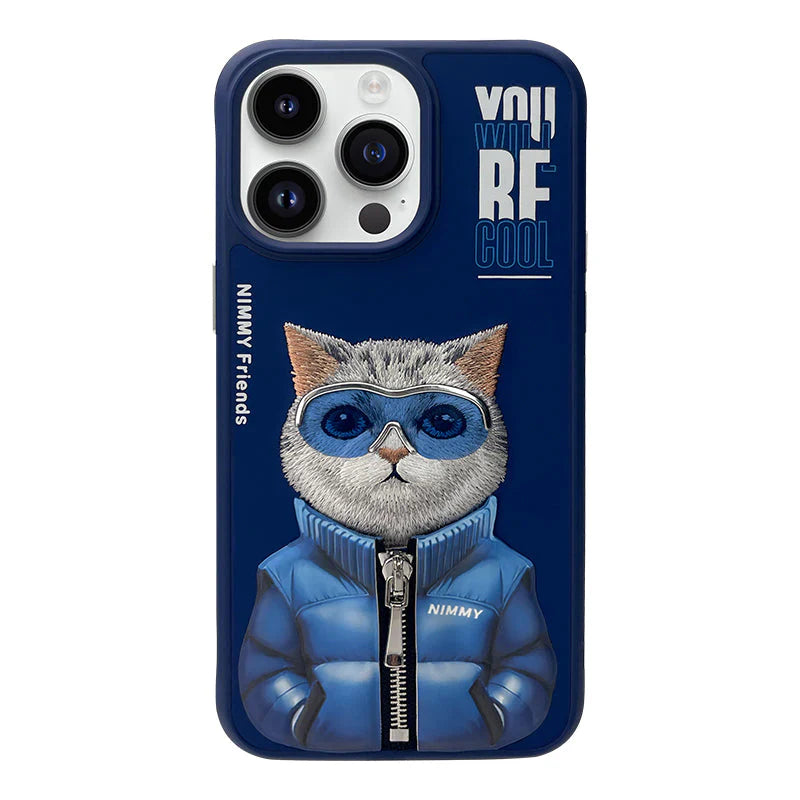 iPhone 14 Pro Max Nimmy Official Embroidery Jacket Series Case Cover - Cat